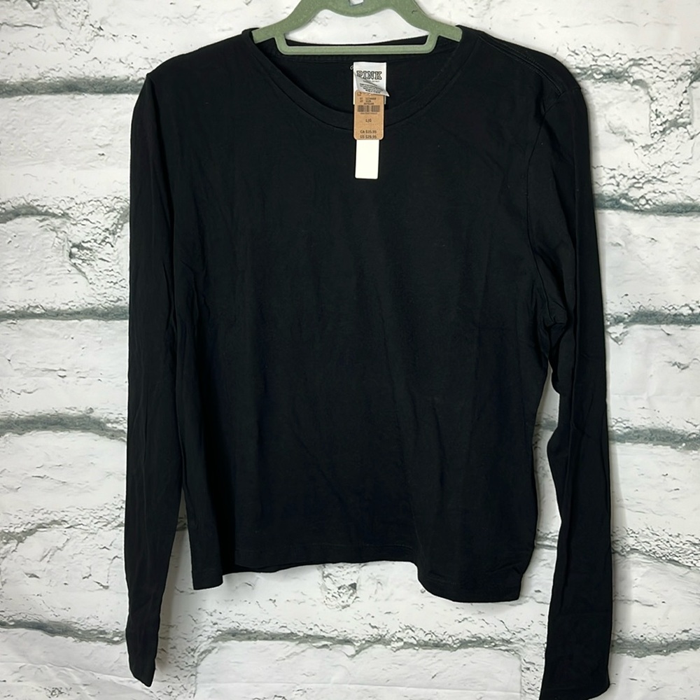 Pink Victoria’s Secret Black Long Sleeve Shirt. NWT